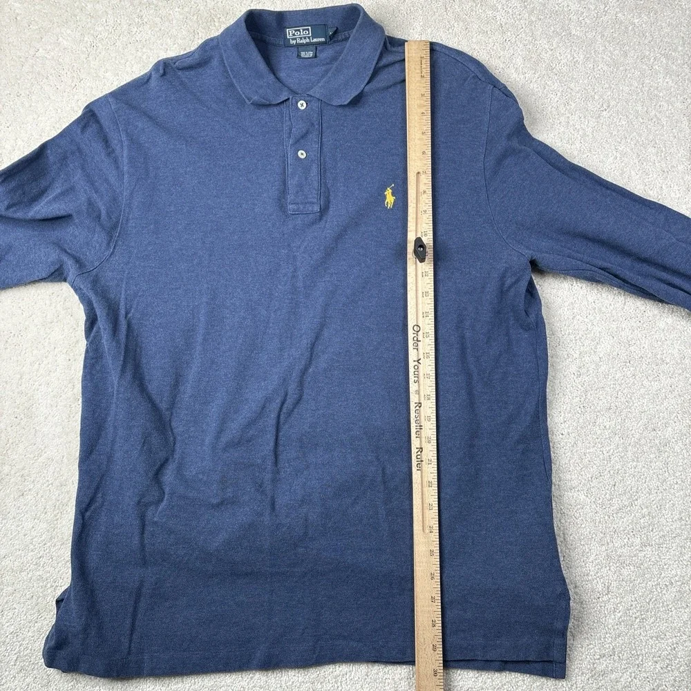 Polo Ralph Lauren Henley Polo Shirt Men's Size XL Blue Cotton Button Preppy